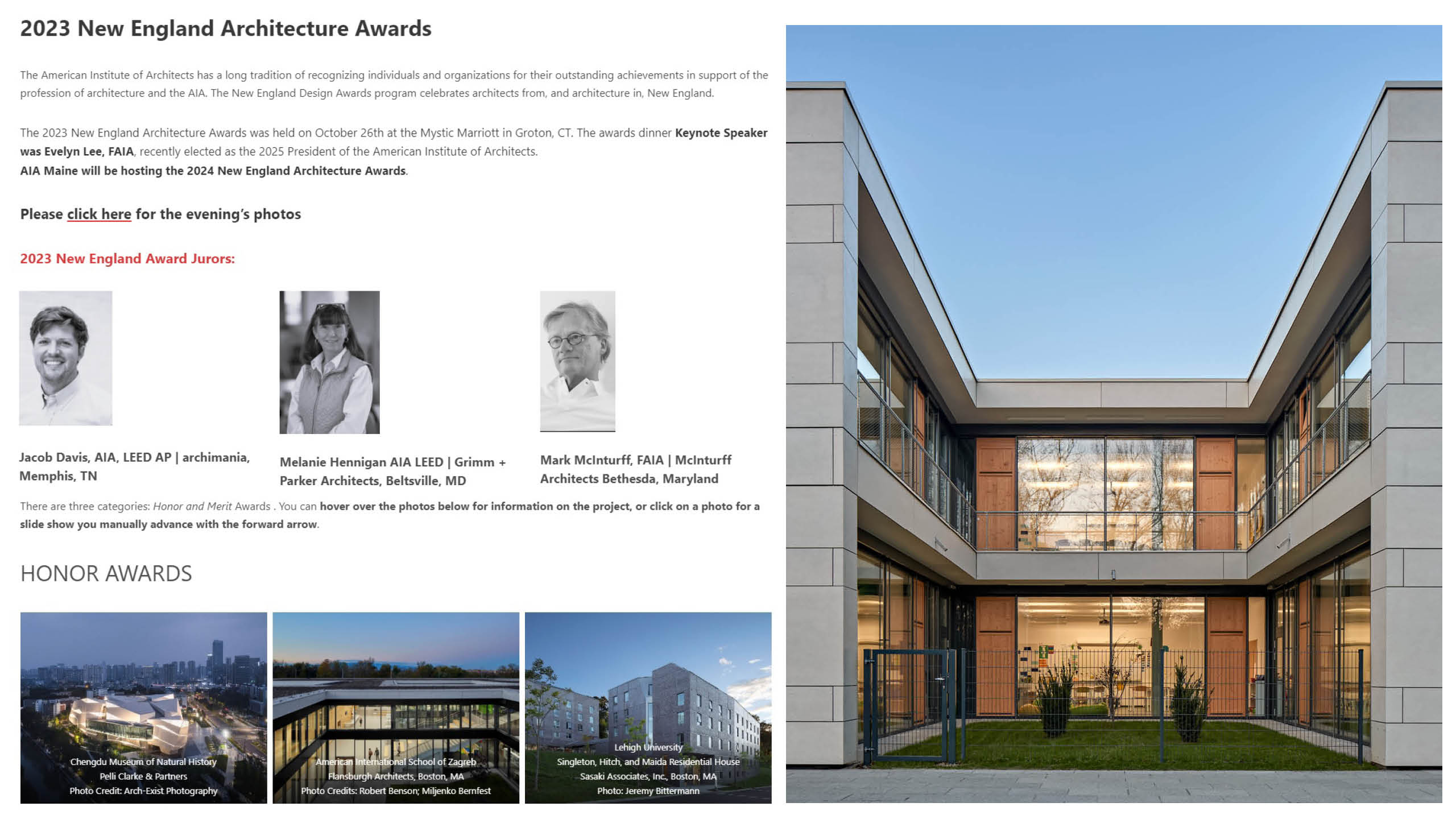 AMERICAN INTERNATIONAL SCHOOL OF ZAGREB issued the 2023 HONOR AWARD by the New England Design Awards