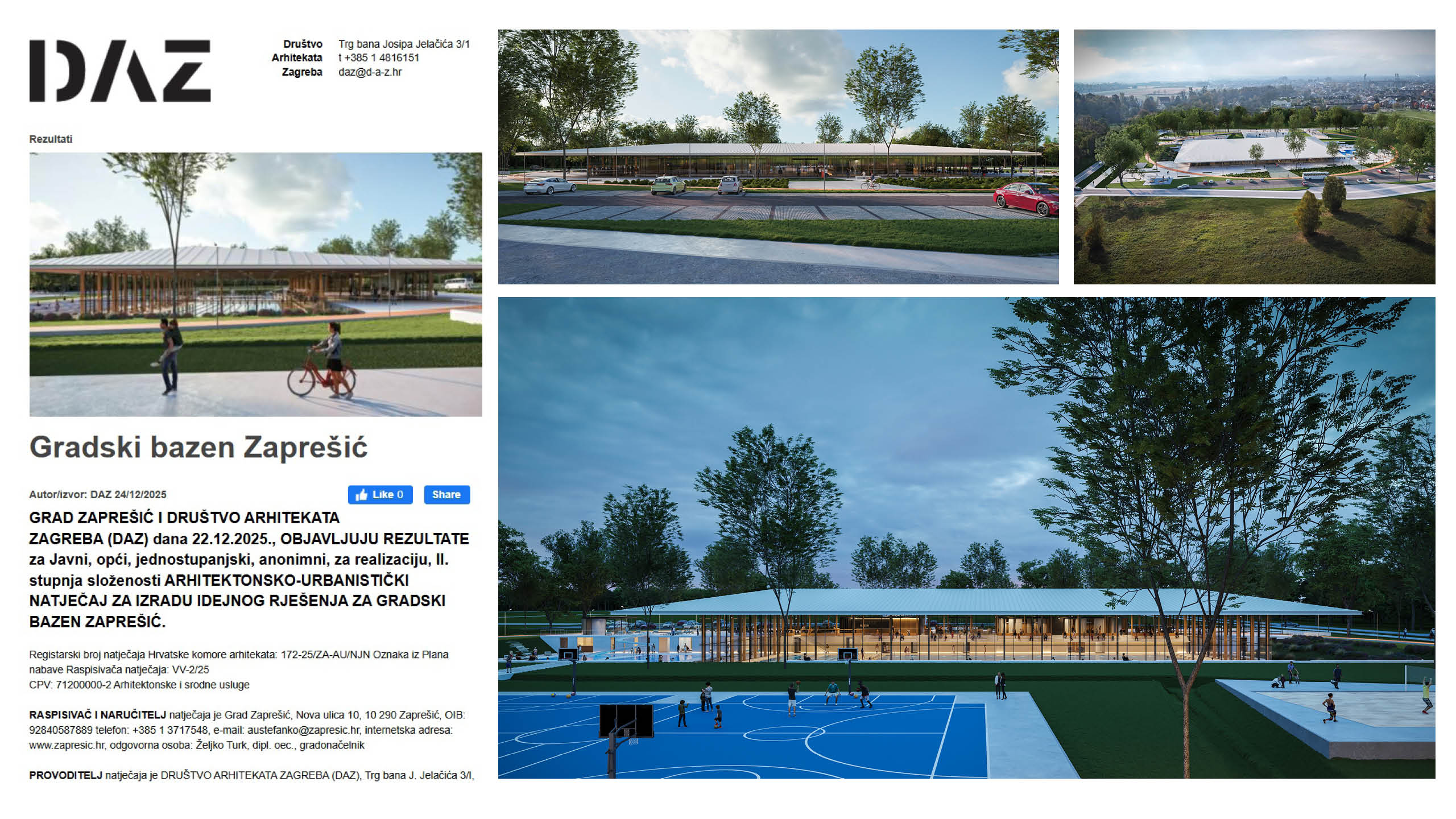 COMPETITION FOR THE DESIGN OF THE ZAPREŠIĆ CITY SWIMMING POOL_1ST PRIZE